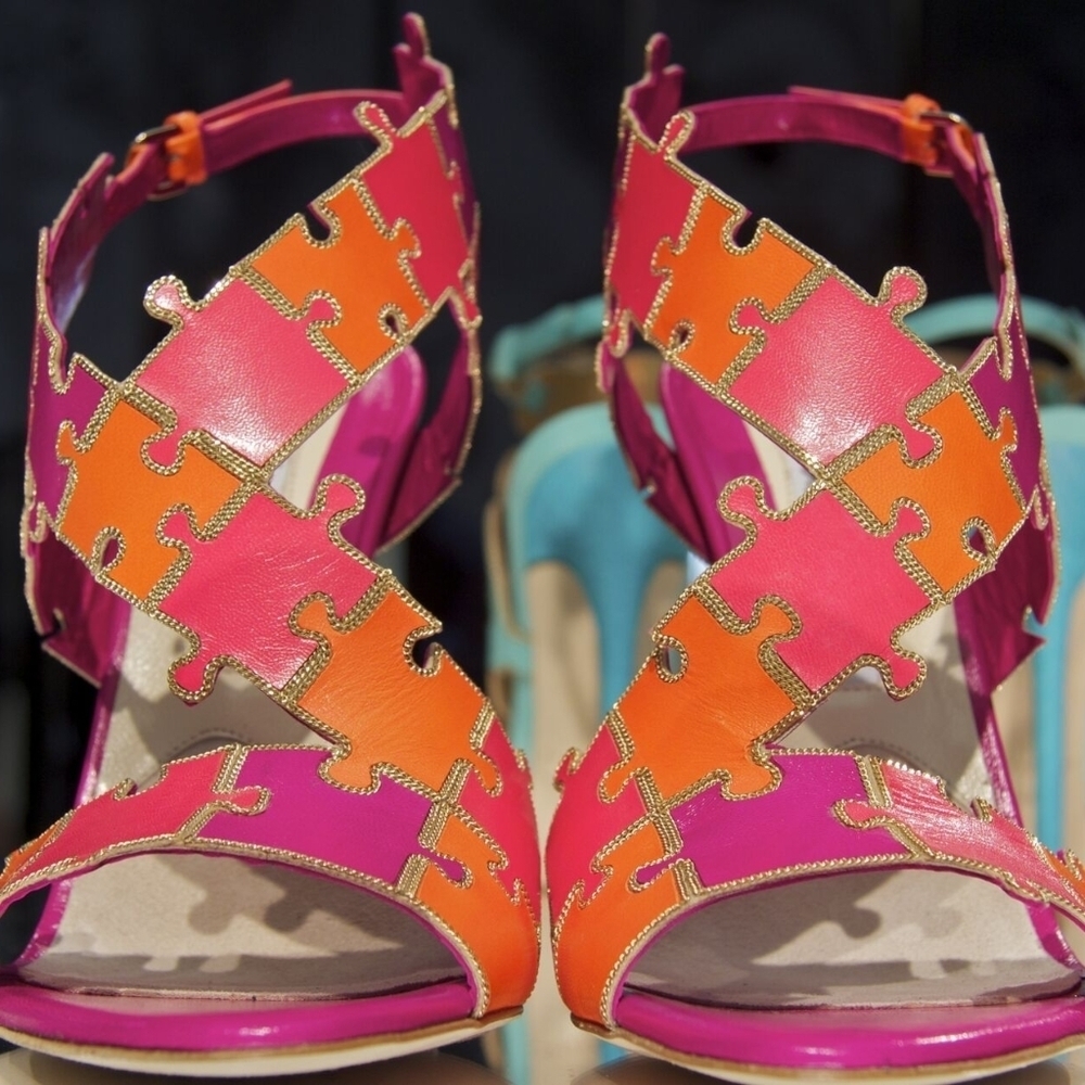 Brian Atwood Leather Puzzle Heels Size European 37